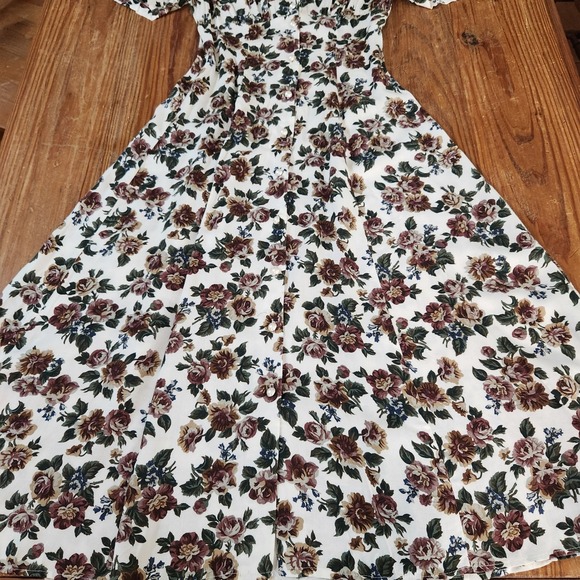 Vintage Be Smart Floral Dress Jr Size 5/6 Small Pearl Button Front 80s Milkmaid - Picture 8 of 12
